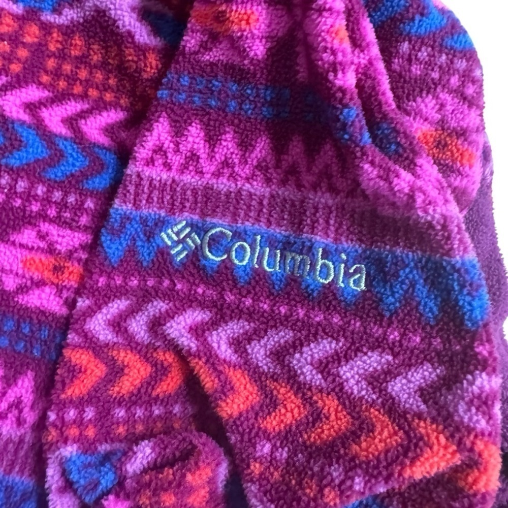 Columbia Pink purple Aztec Geometric Fleece 1/4 Zip Pullover outdoor Hiking M - Picture 3 of 6
